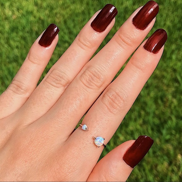 Adjustable Sterling Silver Double Opal Ring - Picture 3 of 3